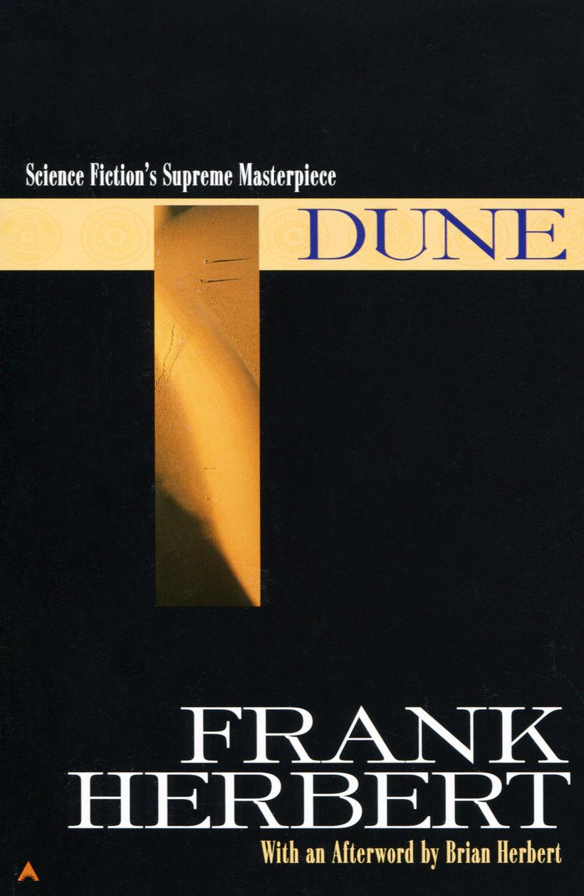 Dune by Frank Herbert, black and gold book cover